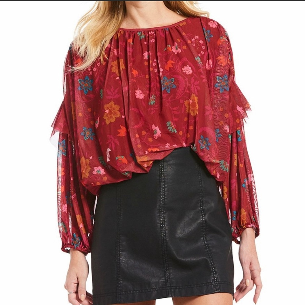 Free People Wildflower Floral Honey Top
